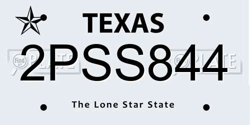 2PSS844 Texas License Plate