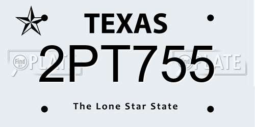 2PT755 Texas License Plate