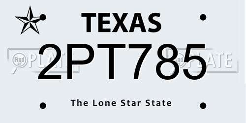 2PT785 Texas License Plate