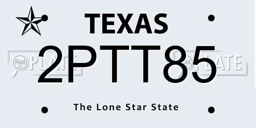 2PTT85 Texas License Plate