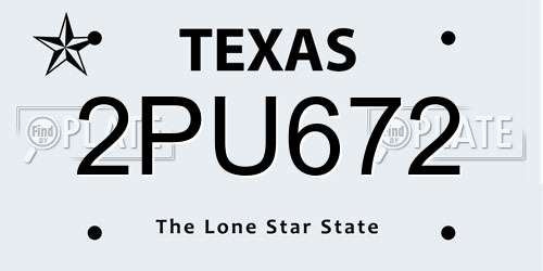 2PU672 Texas License Plate
