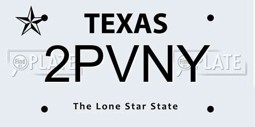 2PVNY Texas License Plate