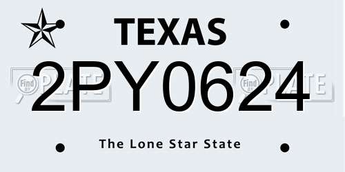 2PY0624 Texas License Plate