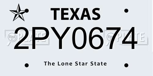 2PY0674 Texas License Plate