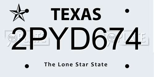 2PYD674 Texas License Plate
