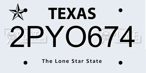 2PYO674 Texas License Plate