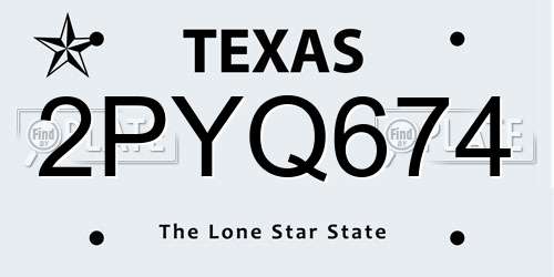 2PYQ674 Texas License Plate