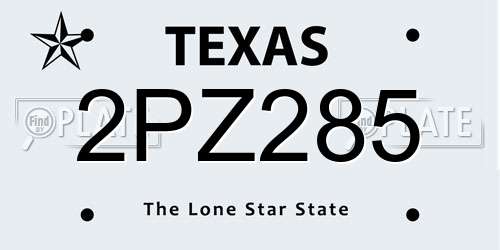 2PZ285 Texas License Plate
