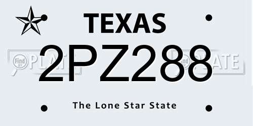 2PZ288 Texas License Plate
