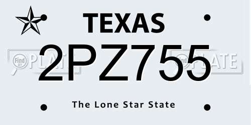 2PZ755 Texas License Plate