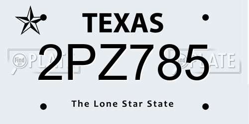 2PZ785 Texas License Plate