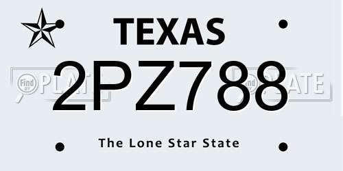 2PZ788 Texas License Plate
