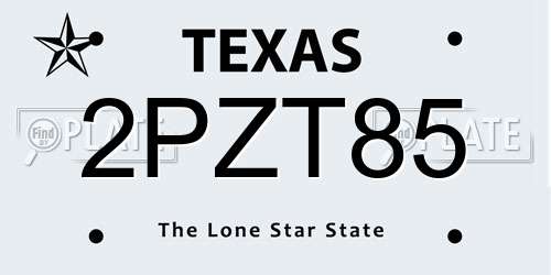 2PZT85 Texas License Plate