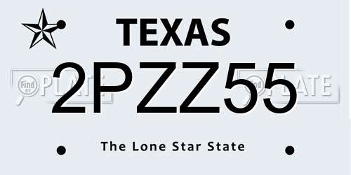 2PZZ55 Texas License Plate