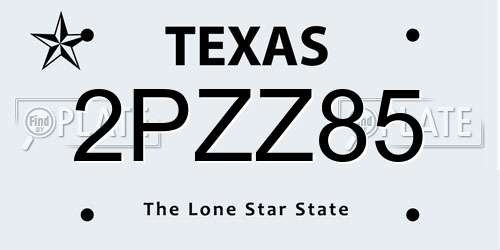 2PZZ85 Texas License Plate