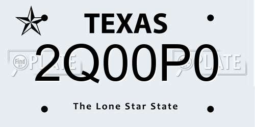 2Q00P0 Texas License Plate