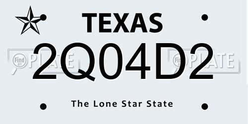 2Q04D2 Texas License Plate