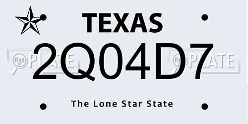 2Q04D7 Texas License Plate