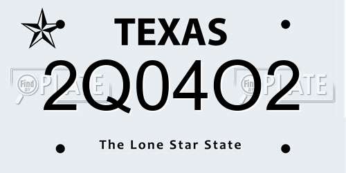 2Q04O2 Texas License Plate