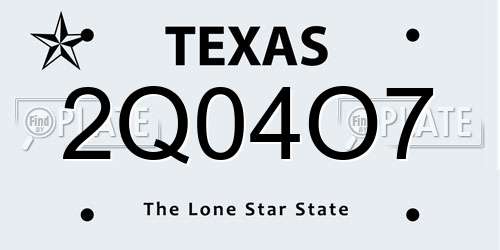 2Q04O7 Texas License Plate