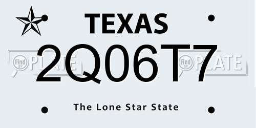 2Q06T7 Texas License Plate
