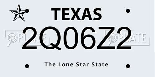2Q06Z2 Texas License Plate