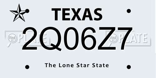2Q06Z7 Texas License Plate
