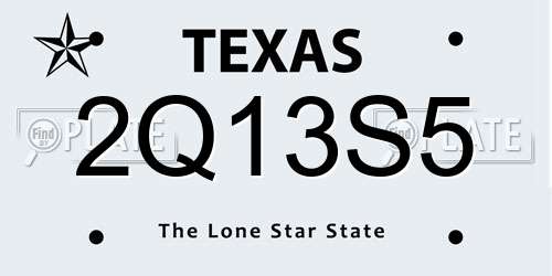 2Q13S5 Texas License Plate