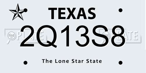 2Q13S8 Texas License Plate