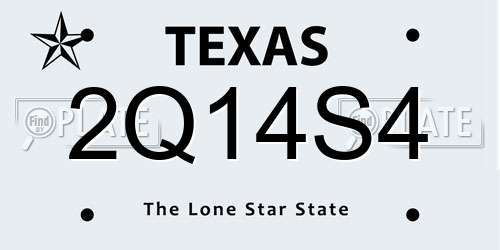 2Q14S4 Texas License Plate