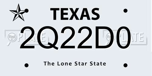 2Q22D0 Texas License Plate