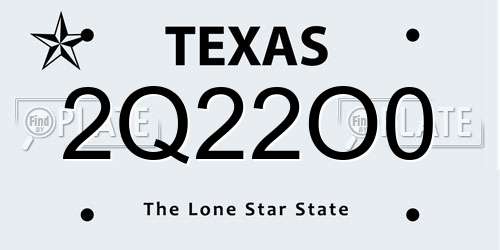 2Q22O0 Texas License Plate