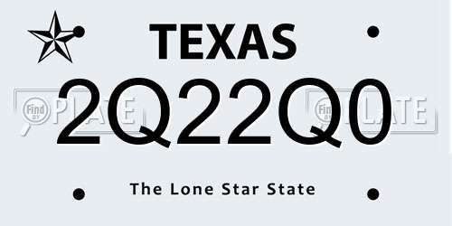 2Q22Q0 Texas License Plate