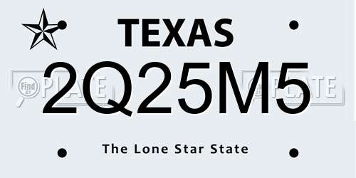 2Q25M5 Texas License Plate