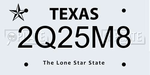 2Q25M8 Texas License Plate