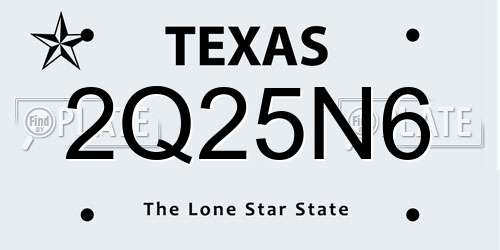 2Q25N6 Texas License Plate
