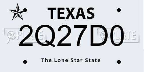 2Q27D0 Texas License Plate