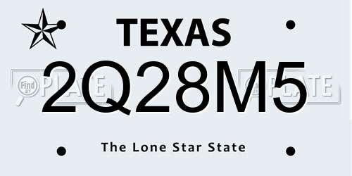 2Q28M5 Texas License Plate