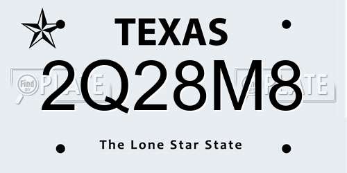 2Q28M8 Texas License Plate