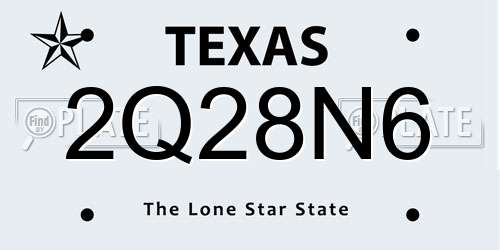 2Q28N6 Texas License Plate