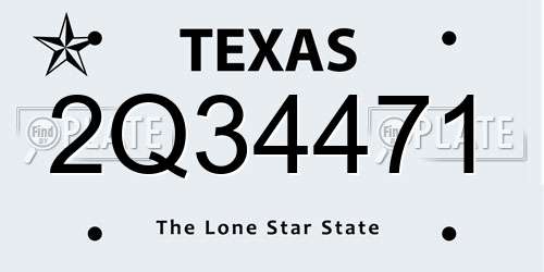 2Q34471 Texas License Plate