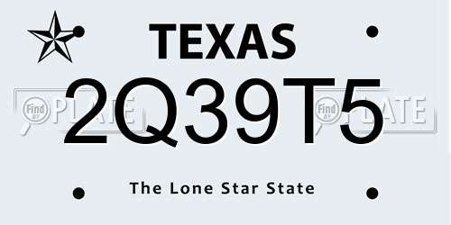 2Q39T5 Texas License Plate
