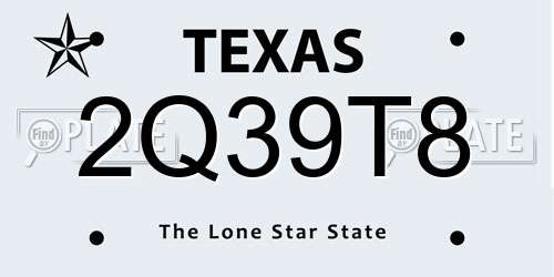 2Q39T8 Texas License Plate