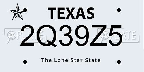 2Q39Z5 Texas License Plate