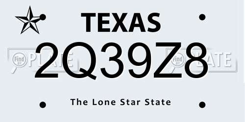 2Q39Z8 Texas License Plate