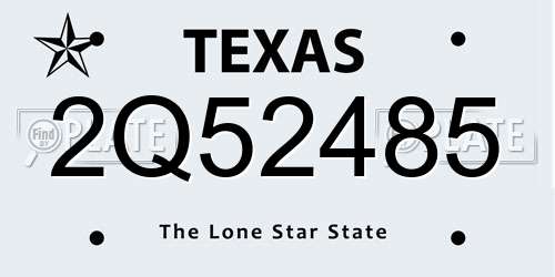 2Q52485 Texas License Plate