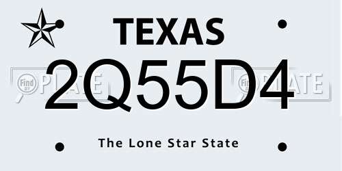 2Q55D4 Texas License Plate