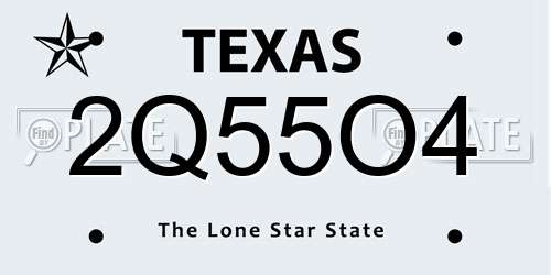 2Q55O4 Texas License Plate