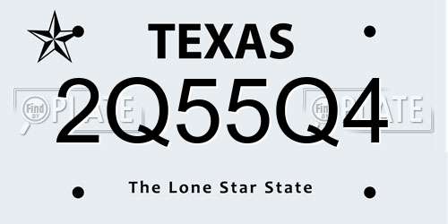 2Q55Q4 Texas License Plate