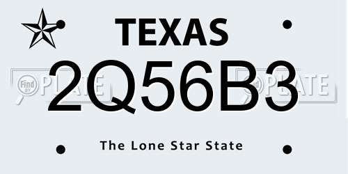 2Q56B3 Texas License Plate